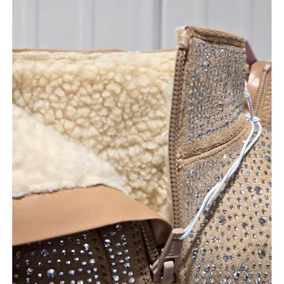 Wild Fable Women's Size 6 Missy Beige Bling Sequin Covered Platform Booties - Picture 4 of 7
